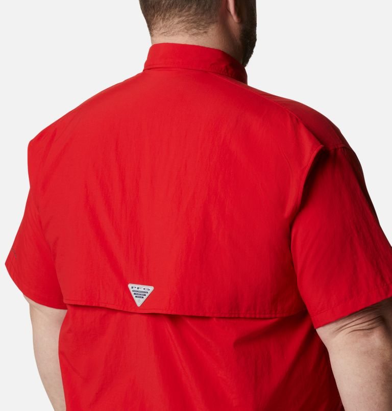 Men's Columbia PFG Bahama II Short Sleeve Shirts Red | Plus Size CA-H8540